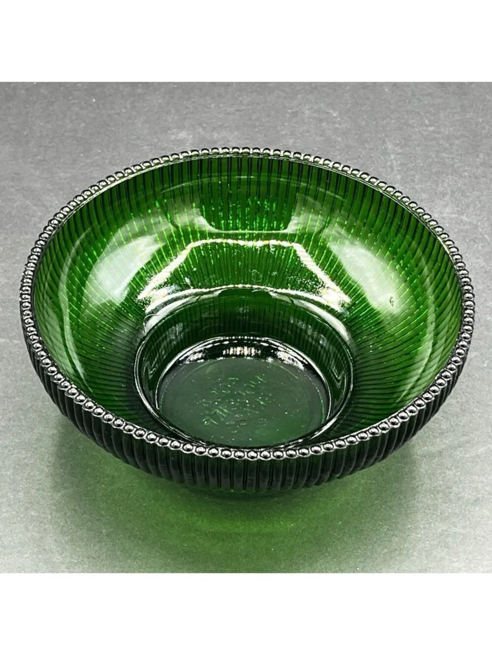 Vintage Hoosier Glass Emerald Green Ribbed Pedestal Serving Bowl 4054